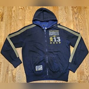 Affliction American Customs Men's Large Full-Zip Embroidered Skull Sweatshirt